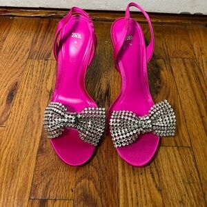 Zara pink heels with embellished bow